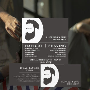 Prospectus 21,6 Cm X 24,94 Cm Logo de la barbe, Barbiers hommes publicité
