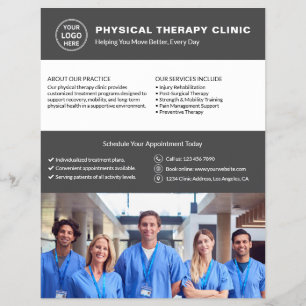 Prospectus 21,6 Cm X 24,94 Cm Logo de la clinique de physiothérapie Photo QR Gri