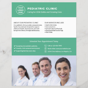 Prospectus 21,6 Cm X 24,94 Cm Logo de médecin de clinique pédiatrique Photo QR V