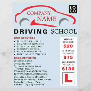 Prospectus 21,6 Cm X 24,94 Cm Logo de voiture rouge, école de conduite, instruct