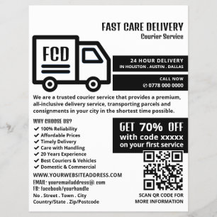 Prospectus 21,6 Cm X 24,94 Cm Logo du camion de messagerie, publicité du service