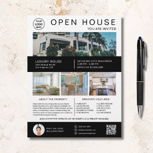 Prospectus 21,6 Cm X 24,94 Cm Logo du courtier immobilier Open House Photo QR