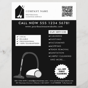 Prospectus 21,6 Cm X 24,94 Cm Logo du service de nettoyage moderne avec code QR