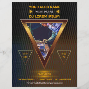 Prospectus 21,6 Cm X 24,94 Cm Logo et photo de musique de danse de DJ de club