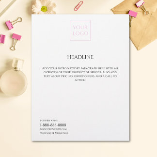 Prospectus 21,6 Cm X 24,94 Cm Logo minimal blanc de la circulaire marketing d'en