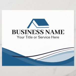 Prospectus 21,6 Cm X 24,94 Cm Logo minimaliste de maison d'agent immobilier bleu