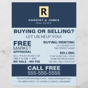 Prospectus 21,6 Cm X 24,94 Cm Logo personnalisé, agent immobilier, flyer d'agenc