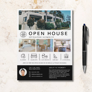 Prospectus 21,6 Cm X 24,94 Cm Logo personnalisé Open House Real Estate Realtor