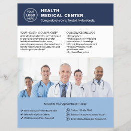 Prospectus 21,6 Cm X 24,94 Cm Logo personnalisé Photo QR Healthcare Clinic Docto