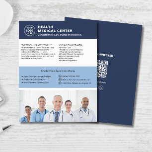 Prospectus 21,6 Cm X 24,94 Cm Logo sur mesure Photo QR Healthcare Clinic Doctor