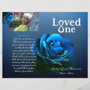 Prospectus 21,6 Cm X 24,94 Cm Love One Blue Rose Memorial Service Programme
