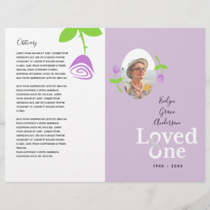 Prospectus 21,6 Cm X 24,94 Cm Love One Lavender Rose Memorial Service Programme