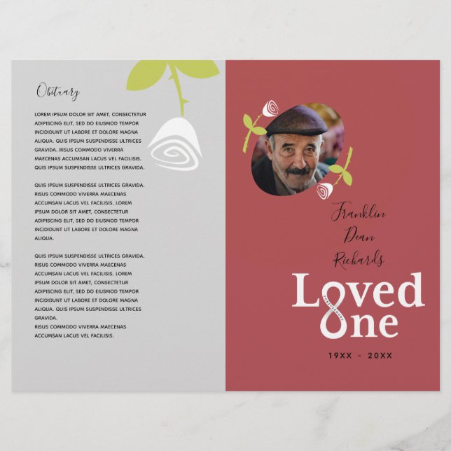 Prospectus 21,6 Cm X 24,94 Cm Love One White Rose Bud Memorial Programme (Devant)
