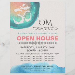 Prospectus 21,6 Cm X 24,94 Cm Maison ouverte du studio d'instructeur de YOGA Om 