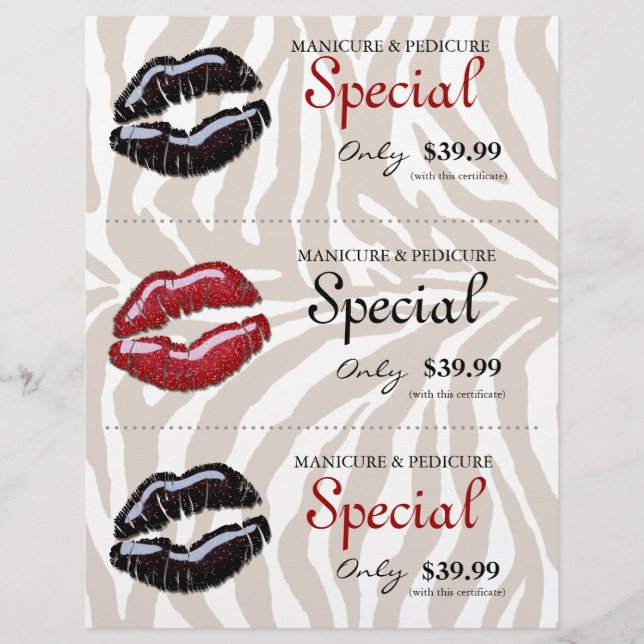 Prospectus 21,6 Cm X 24,94 Cm Maquillage Beauté Flyer Rouge Noir Lèvres brillant (Devant)