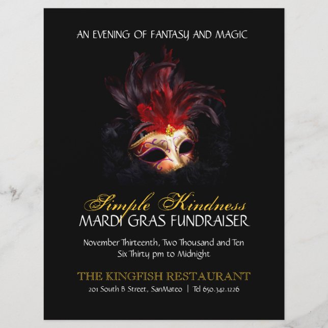 Prospectus 21,6 Cm X 24,94 Cm Mascarade | Mardi Gras Flyer (Devant)
