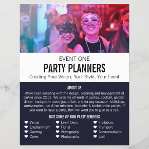 Prospectus 21,6 Cm X 24,94 Cm Masquerade Party, Party Event Planner Publicité