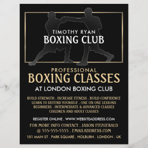 Prospectus 21,6 Cm X 24,94 Cm Match de boxe en silhouette, Flyer de publicité po