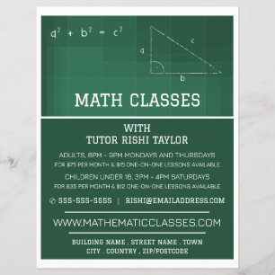 Prospectus 21,6 Cm X 24,94 Cm Mathématique Chalkboard, Math Classes Publicité