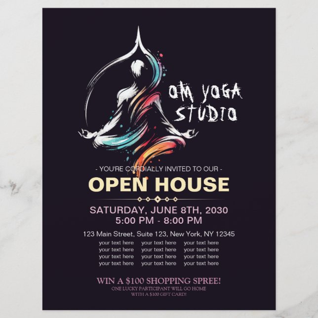 Prospectus 21,6 Cm X 24,94 Cm Méditation Yoga Instructeur Lotus Pose Brush Strok (Devant)