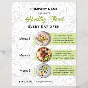Prospectus 21,6 Cm X 24,94 Cm Menu de restaurant de traiteur en aliments frais e