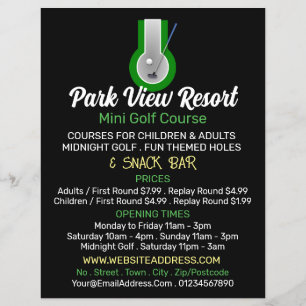 Prospectus 21,6 Cm X 24,94 Cm Mini Golf Logo, Mini Golf Course Publicité