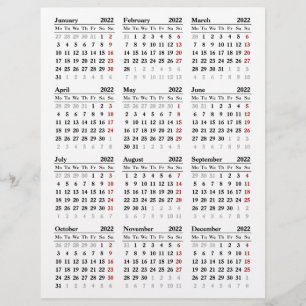 Prospectus 21,6 Cm X 24,94 Cm modèle de calendrier 2022