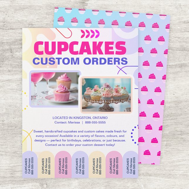 Prospectus 21,6 Cm X 24,94 Cm Modèle de flyer à détacher pour gâteaux et cupcake (Créateur téléchargé)