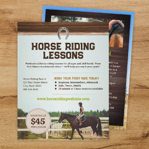 Prospectus 21,6 Cm X 24,94 Cm Modèle de Flyer pour Cours d'Équitation