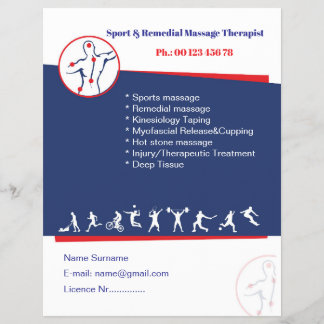 Prospectus 21,6 Cm X 24,94 Cm Modèle de flyer pour massage de rééducation