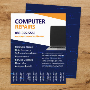 Prospectus 21,6 Cm X 24,94 Cm Modèle de flyer pour réparations informatiques ave