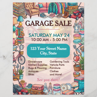 Prospectus 21,6 Cm X 24,94 Cm Modèle de flyer pour vente de garage