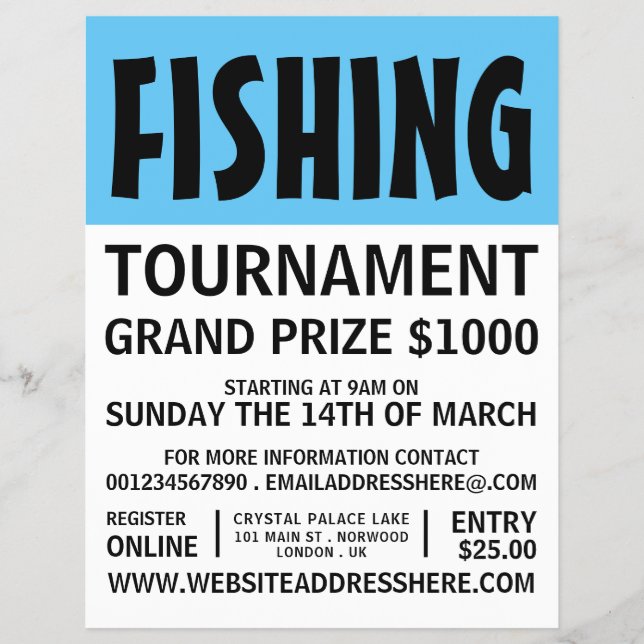 Prospectus 21,6 Cm X 24,94 Cm Modern Bold, Tournoi de pêche, Evénement Publicité (Devant)