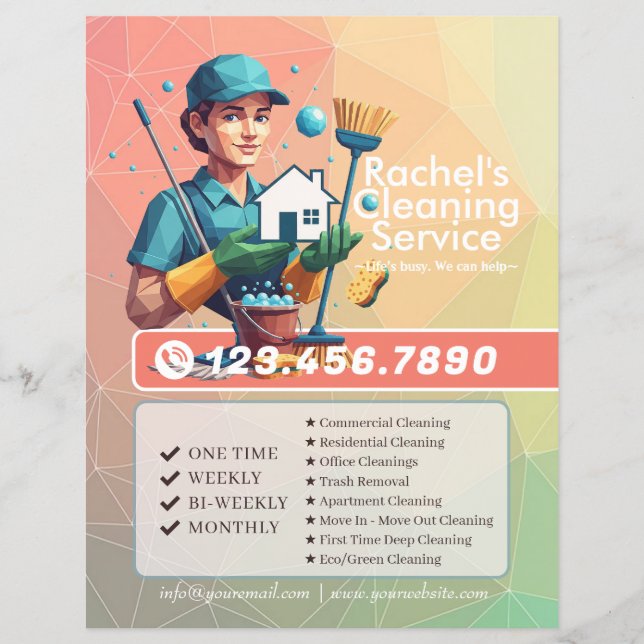Prospectus 21,6 Cm X 24,94 Cm Modern House Cleaning Maid Service Housekeeping (Devant)