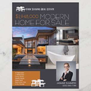 Prospectus 21,6 Cm X 24,94 Cm MODERN Real Estate Realty Flyer For Sale