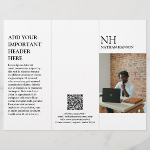 Prospectus 21,6 Cm X 24,94 Cm Monogramme noir et blanc simple Brochure moderne