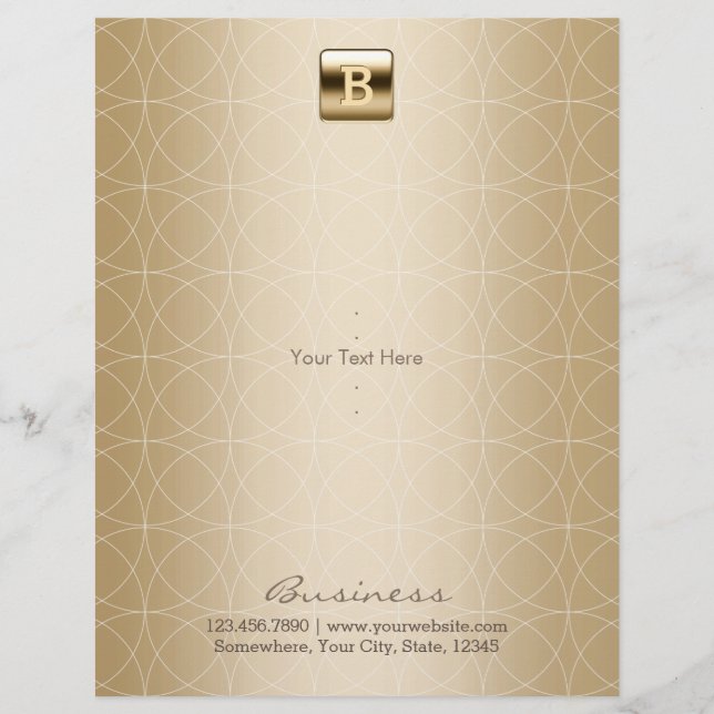 Prospectus 21,6 Cm X 24,94 Cm Monogramme Or de luxe Elégant géométrique (Devant)