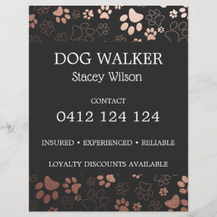 Prospectus 21,6 Cm X 24,94 Cm Motif Empreinte de patte Dog Walker Business