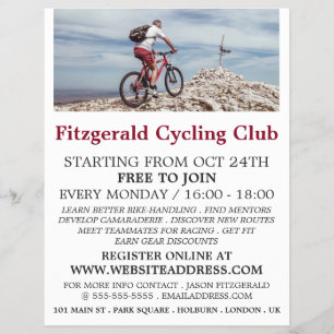 Prospectus 21,6 Cm X 24,94 Cm Mountain Bike, Cycling Club Advertising Flyer