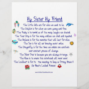 Prospectus 21,6 Cm X 24,94 Cm MY SISTER My Friend poème avec graphiques