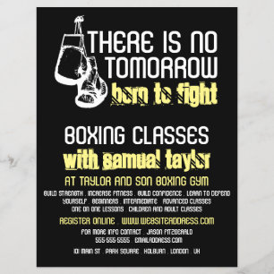 Prospectus 21,6 Cm X 24,94 Cm Né À Combattre, Club De Boxe, Boxe Trainer Advert