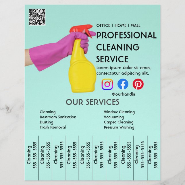 Prospectus 21,6 Cm X 24,94 Cm nettoyage vert poster photo avec tabs déchirants V (Devant)