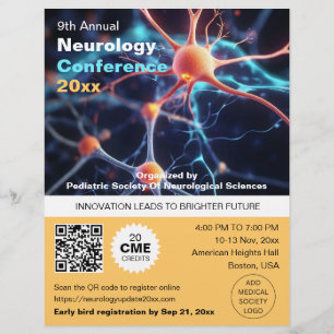 Prospectus 21,6 Cm X 24,94 Cm Neurologie Neurochirurgie Médicale Conférence QR C