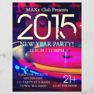 Prospectus 21,6 Cm X 24,94 Cm New Year Party Event Faire-part DJ CLUB Flyer
