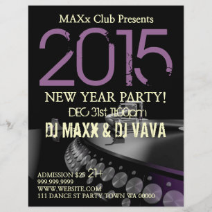 Prospectus 21,6 Cm X 24,94 Cm New Year Party Event Faire-part DJ CLUB Flyer