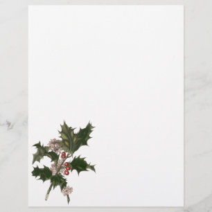 Prospectus 21,6 Cm X 24,94 Cm Noël vintage, plante de houx vert avec baies