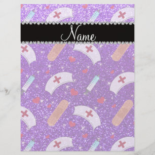 Prospectus 21,6 Cm X 24,94 Cm Nom personnalisé indigo violet parties scintillant