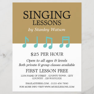 Prospectus 21,6 Cm X 24,94 Cm Notes de musique, leçons de vocalisme publicité