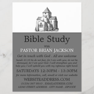 Prospectus 21,6 Cm X 24,94 Cm Old Sketched Church, Christian Bible Class Advert