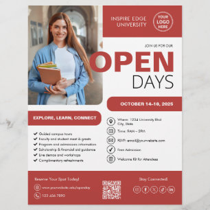 Prospectus 21,6 Cm X 24,94 Cm Open Day College University Red Business